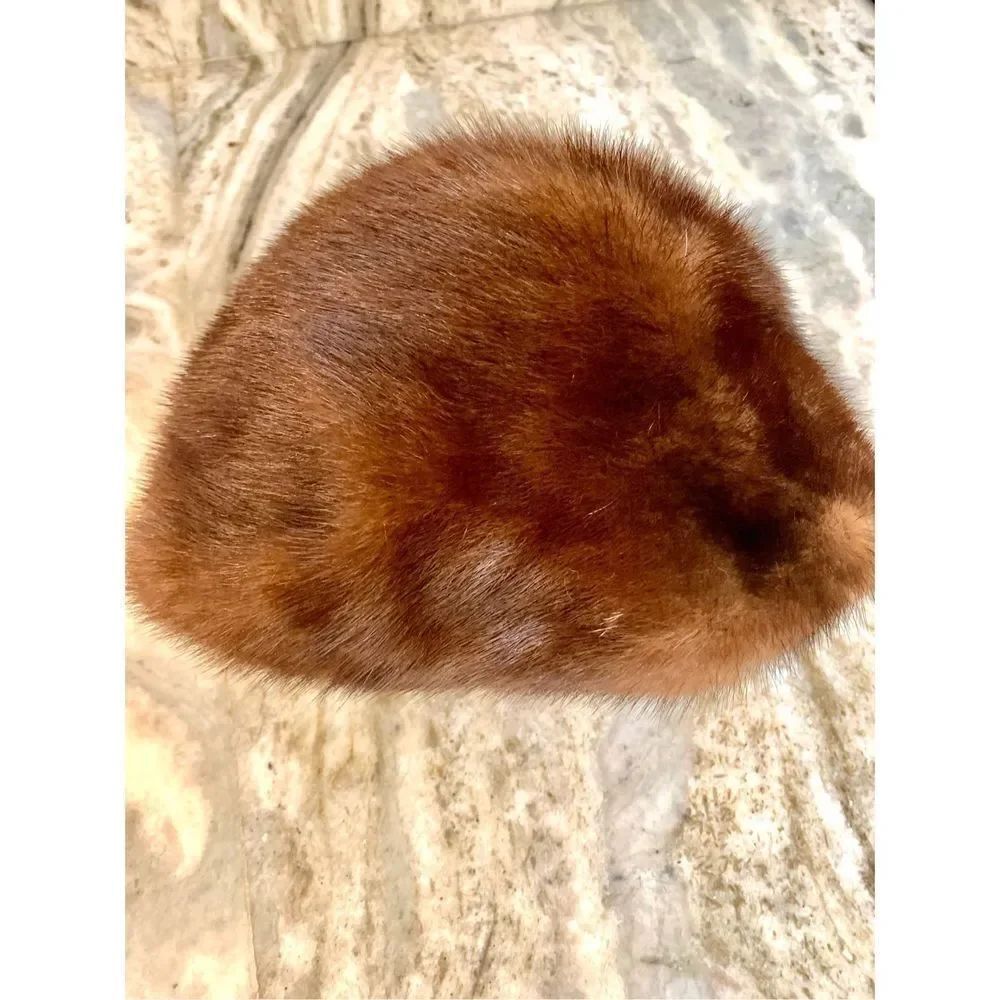 Vintage Mr D Brown Mink Pill Box Hat #mink #vintage